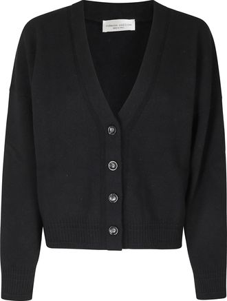 Roberto Collina Black Cropped V-Neck Wool-Cashmere Cardigan