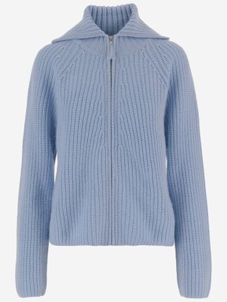 Allude Allude Wool And Cashmere Zip Up Sweater
