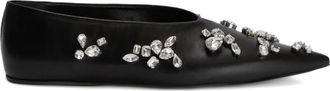 Jil Sander Ballerinas met puntige neus en kristallen - Zwart