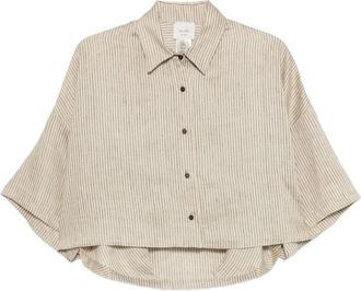 Alysi Shirts, female, Beige, Size: XS Vertical Stripe Shirt