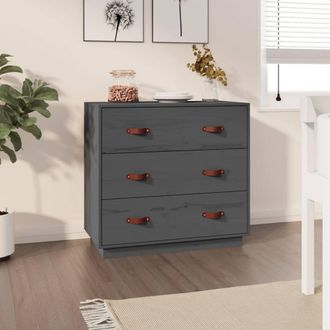 Berkfield Home Sideboard Grey 80x40x75 cm Solid Wood Pine | Size: 80 x 40 x 75 cm