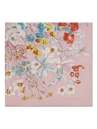 Gucci floral-print silk scarf - women - Silk - One Size - Pink