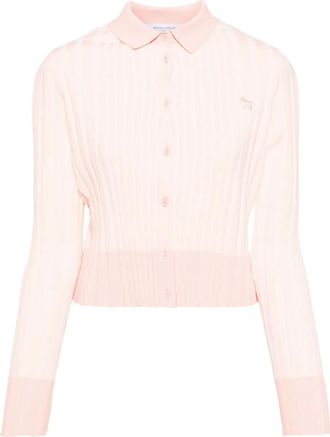 Maison Kitsuné Cardigan plissettato con applicazione baby fox - Rosa