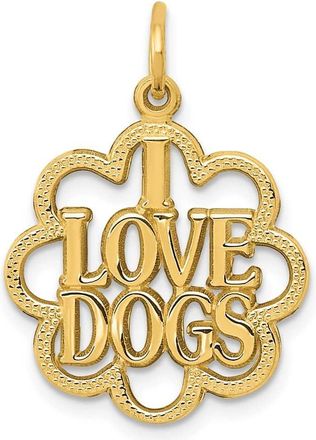 Diamond2Deal 14k Yellow Gold I LOVE DOGS Charm