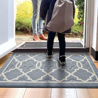 OEM Felpudo Antideslizante Para Interior Y Exterior Absorbente Y Duradero, Lavable A M&aacute;quina, Resistente Al Polvo - 50 X 80 Cm, Gris
