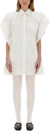 Stella McCartney White Solid Shirt Collar Mini Dress