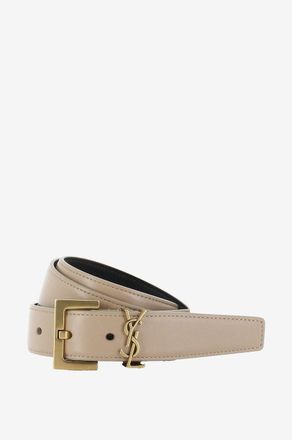 Saint Laurent Feiner Lederg&uuml;rtel mit Monogramm Cassandre