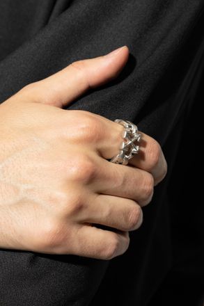 Off-white Brass Ring, Mens, Silver