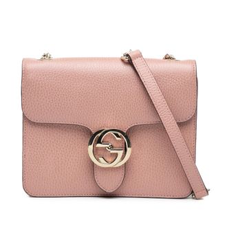 Gucci Pre-owned Womens Small Dollar Calfskin Interlocking G Crossbody - Rose Gold Leather - One Size