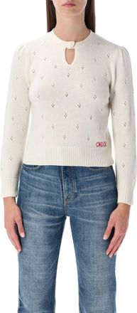 Chloé Perforated Wool And Cashmere Knit Sweater