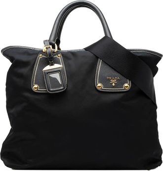 Prada Pre-owned Prada Saffiano Trimmed Tessuto Satchel Ladies DUOL9GSSYXIR044O