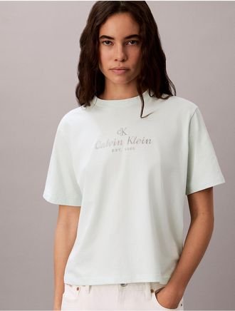 Calvin Klein Jeans Calvin Klein Womens Crest Logo Boxy Tee - Blue - XL