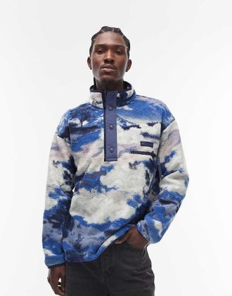 Columbia Helvetia II - Pile blu multicolore stampato con abbottonatura parziale