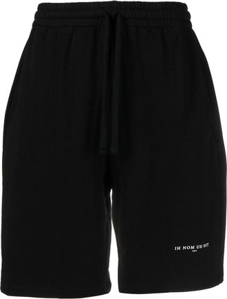 Ih Nom Uh Nit elasticated-waist cotton bermuda - men - Cotton - L - Black
