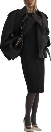 MUGLER Form Fitting Structured Shoulder Day Dress