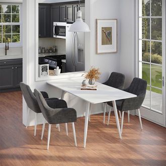 Vicco Mesa De Comedor Beaver, Blanco/blanco, 120 X 80 Cm Extensible, Vicco