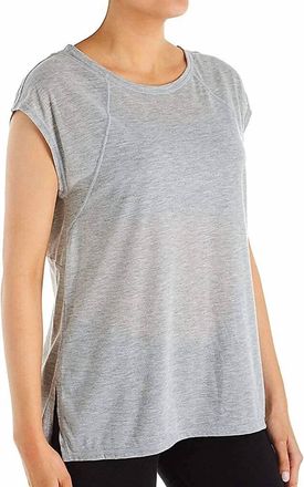 Calvin Klein Cap Sleeve Crisscross Back Top In Pearl Gray Heather