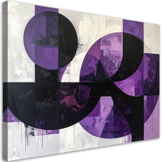 Feeby Cuadro En Lienzo, C&iacute;rculos Violeta Con Formas Geom&eacute;tricas, 120x80