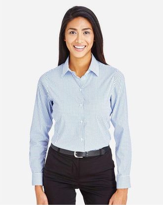 Devon & Jones Womens CrownLux PerformanceMicro Windowpane Woven Dress Shirt