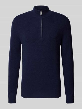 Christian Berg Regular Fit Troyer aus Woll-Kaschmir-Mix in Marine, Gr&ouml;&szlig;e M