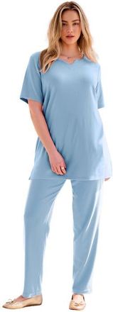 Roaman's Plus Size Soft Knit Tunic With Notch Neckline in Pale Blue at Nordstrom, Size 6X