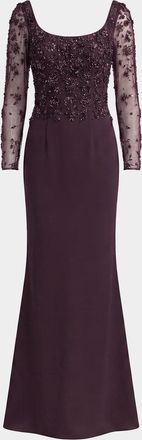 Mac Duggal Beaded Jersey Column Gown