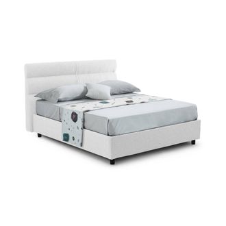 Dmora Letto Matrimonial Briaglia, Desenfundable, Con Almacenaje, Hecho En Italia, Para Colch&oacute;n 160x200 Cm, Blanco