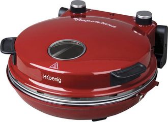 H.Koenig Napl350 Pizzera El&eacute;ctrica, Horno Para Pizzas, 1200 W, 32 Cm De Di&aacute;metro, Temperatura Regulable Hasta 350 &ordm;c, Piedra Cer&aacute;mica, Rojo - Hkoenig