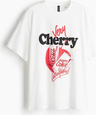 H&M Oversized T-Shirt mit Print - White