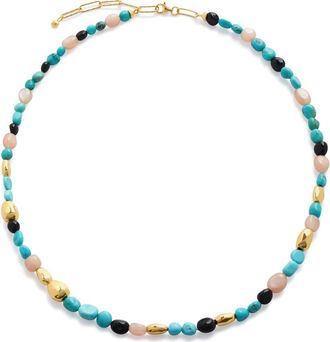 Monica Vinader Beaded Stone Necklace in 18Ct Gold Vermeil /Turquoise at Nordstrom