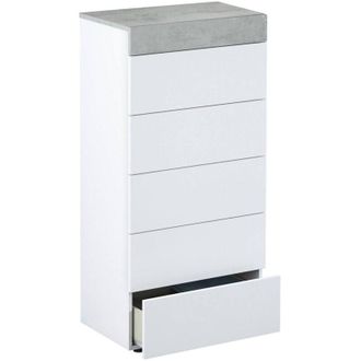 Dmora Cassettiera Armo, Settimanale a 5 cassetti, Mobile Comò per camera da letto, Comò moderno, 61x40h118 cm, Bianco