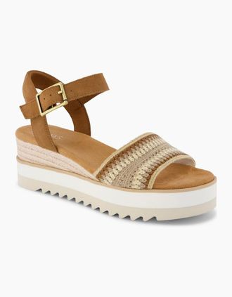 Toms Womens TOMS Diana Wedge Leather Womens Dark Beige Sandals - Cream - Size: 8