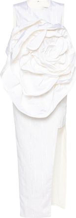 Huishan Zhang Aphrodite floral-appliqué midi dress - women - Cotton/Spandex/Elastane/Polyester/Silk - 14 - White