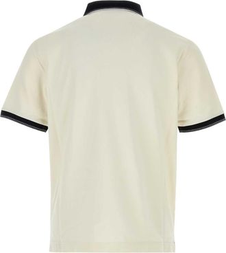 Prada Mens Piqu&eacute; With Contrast Collar And Cuff Polo Shirt Beige Cotton