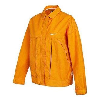 Nike (WMNS) Nike Sportswear Swoosh Back Logo Printing Woven Jacket Yellow DM6204-738