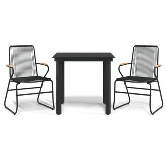 Berkfield Home 3 Piece Garden Dining Set Black PVC Rattan