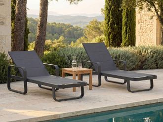 Vente-Unique Set di 2 lettini da sole in alluminio e textilene - Antracite - KILA di MYLIA