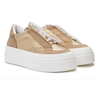 And&igrave;a Fora Womens Satin Sneaker In Ivory Taupe