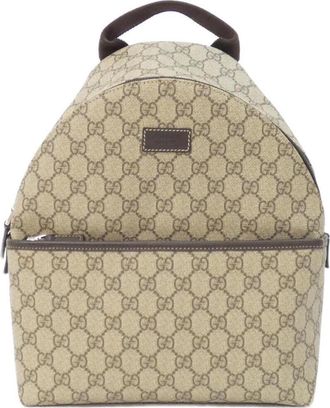 Gucci Beige Dark Brown Gg Supreme Canvas Backpack (Pre-Owned)