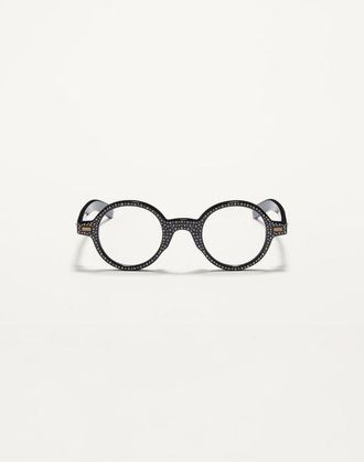 Valentino Bizarre Circle Glasses with Crystals in Acetate unisex BLACK/CRYSTAL 43