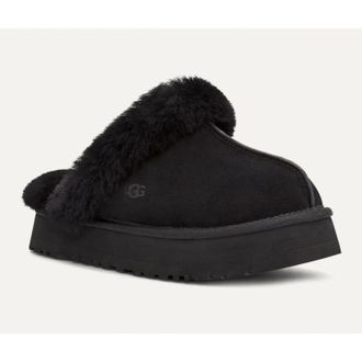 UGG Disquette 1122550-BLK Slipper Womens Black Suede Platform Shoes RHS9101