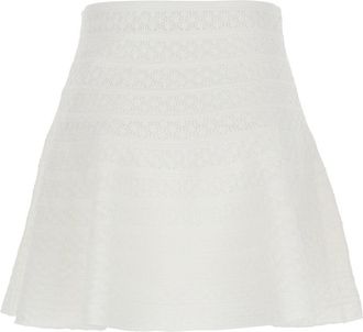 Self Portrait Womens Mini Skirt Pointelle Knit White