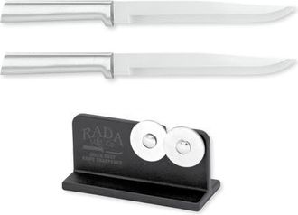 Rada Cutlery 7-Inch Slicer Knife Set of 2 & Quick Edge Knife Sharpener in Silver at Nordstrom