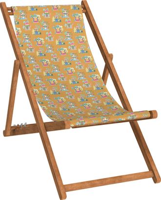 Vent de Boh&egrave;me Silla plegable de haya con estampado de templos tabaco