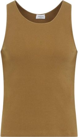 Saint Laurent Sleeveless Tops, male, Brown, Size: XL Cassandre Tank Top