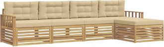 vidaXL Conjunto De Sof&aacute;s De Exterior 5 Uds. Y Beige Poli&eacute;ster Vidaxl