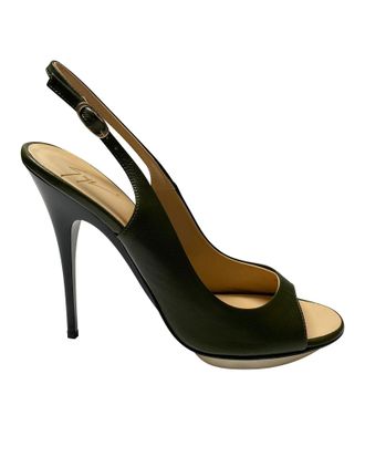 Giuseppe Zanotti Giuseppe Zanotti Peep Toe Slingback Pumps in Zwart Leer