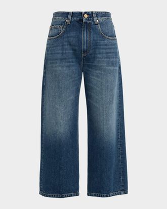 Brunello Cucinelli Authentic Denim Wide-Leg Ankle Jeans