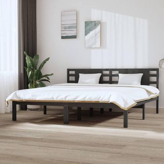 Berkfield Home Bed Frame Grey Solid Wood Pine 200x200 cm