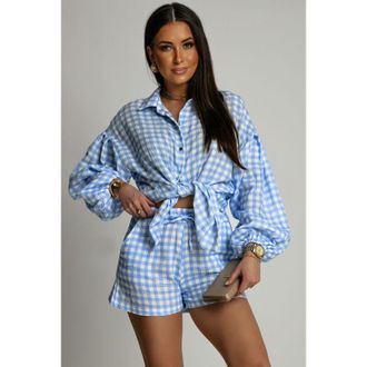 OEM Conjunto De Muselina Molly - Cuadros Azules Xs/s